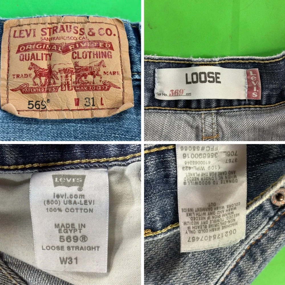 Levis 569 Loose Straight Denim Shorts Mens 31 Blue Baggy Jorts Skater 100 Cotton